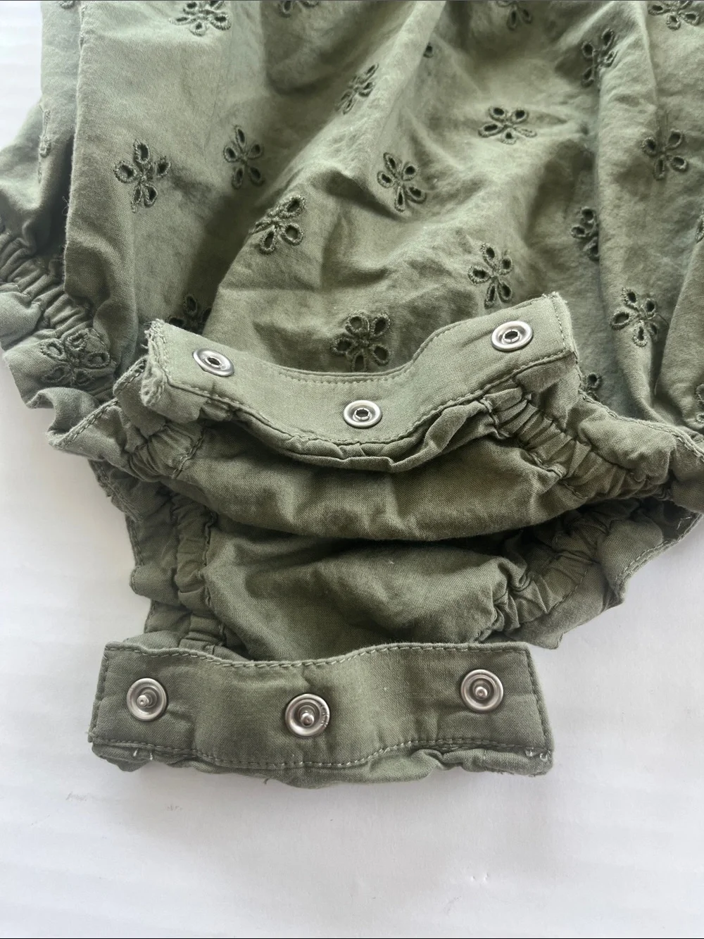 GAP Olive Green Eyelet Bubble Romper